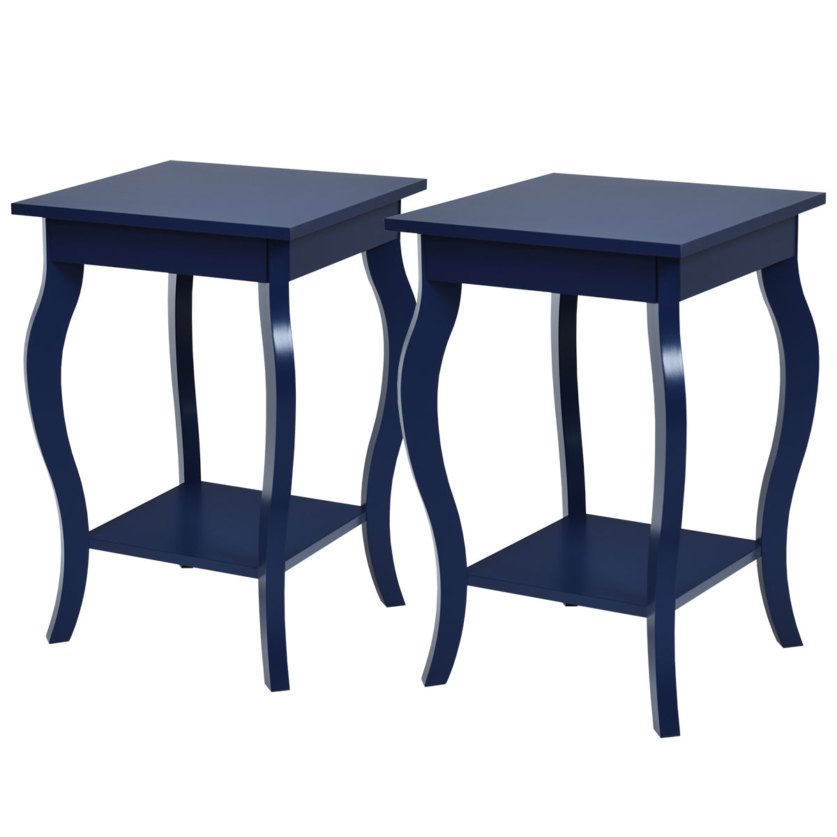 LIVSK Bijzettafel Set - Moderne Hoektafels met 2 Niveaus - Stevig en Gebruiksvriendelijk - Voor Woonkamer en Slaapkamer - Blauw