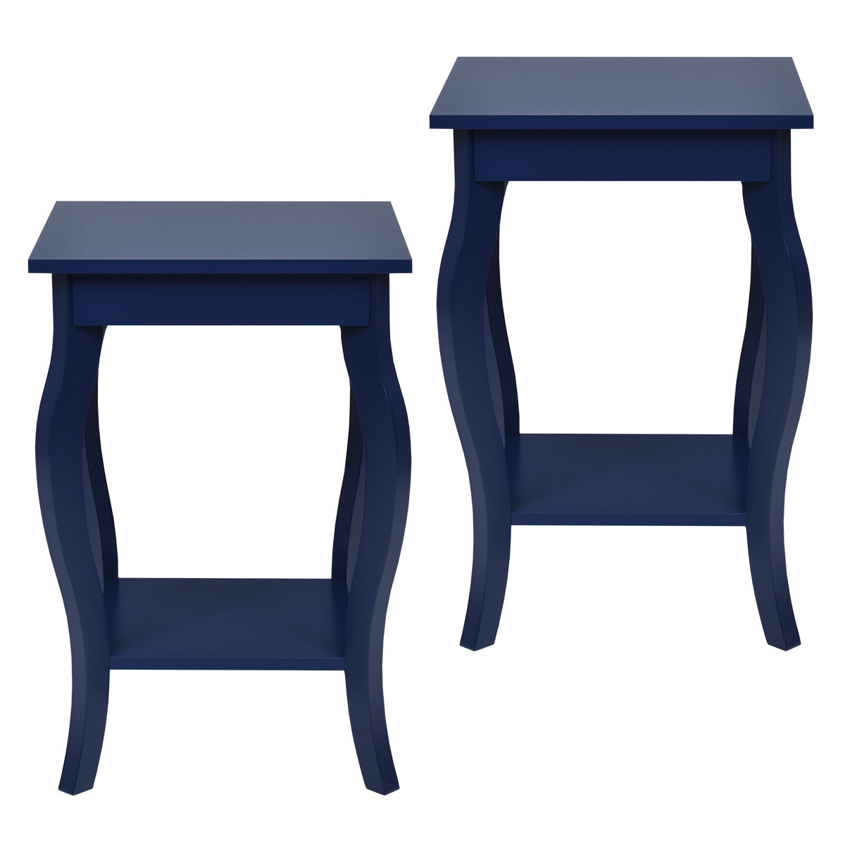 LIVSK Bijzettafel Set - Moderne Hoektafels met 2 Niveaus - Stevig en Gebruiksvriendelijk - Voor Woonkamer en Slaapkamer - Blauw