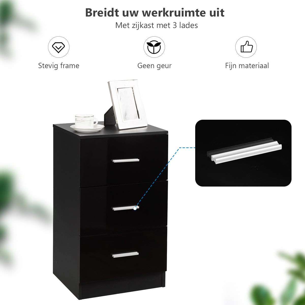 LIVSK 3-laden Archiefkast - Ruimtebesparend en Organiserend - Metalen Constructie - Draagvermogen tot 55 kg - Zwart