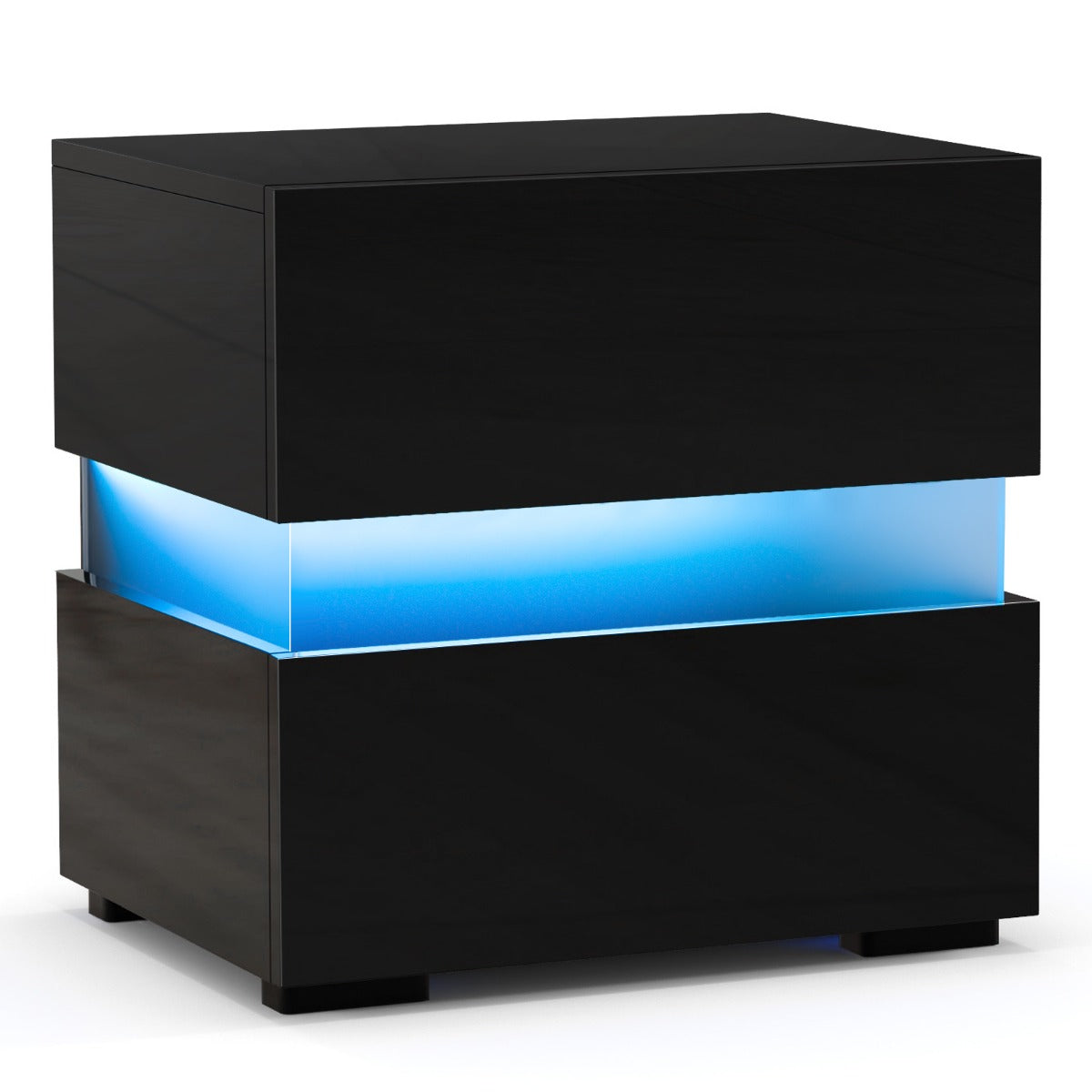 LIVSK LED-nachtkastje - 2 Uittrekbare Lades - Kabelmanagement - 22 Verlichtingsmodi - 45 x 35 x 45 cm - Wit/Zwart