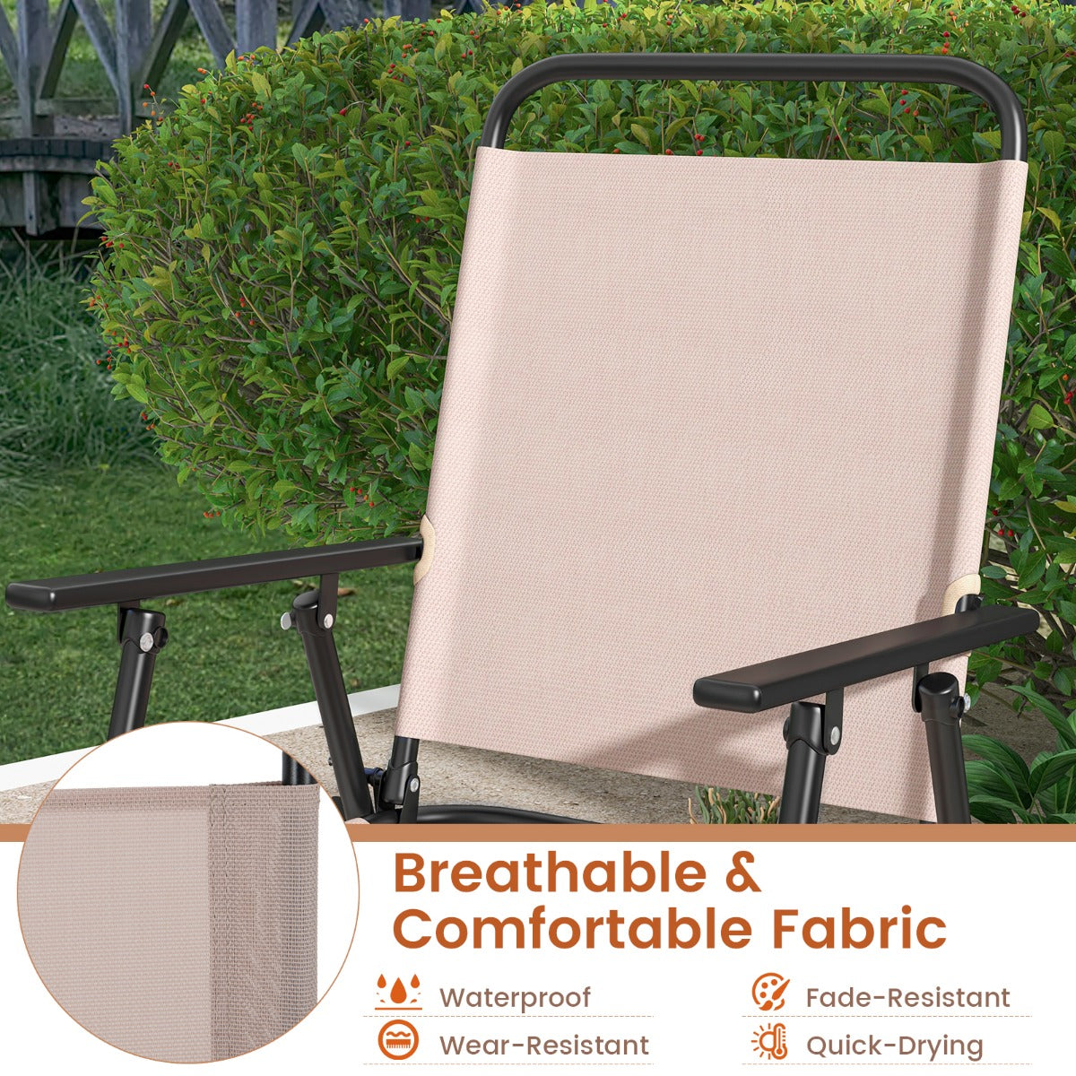 LIVSK Opvouwbare Barstoelen Set van 2 - Ademend Mesh - Ergonomisch - Lichtgewicht en Duurzaam - 63 cm Zithoogte - Beige