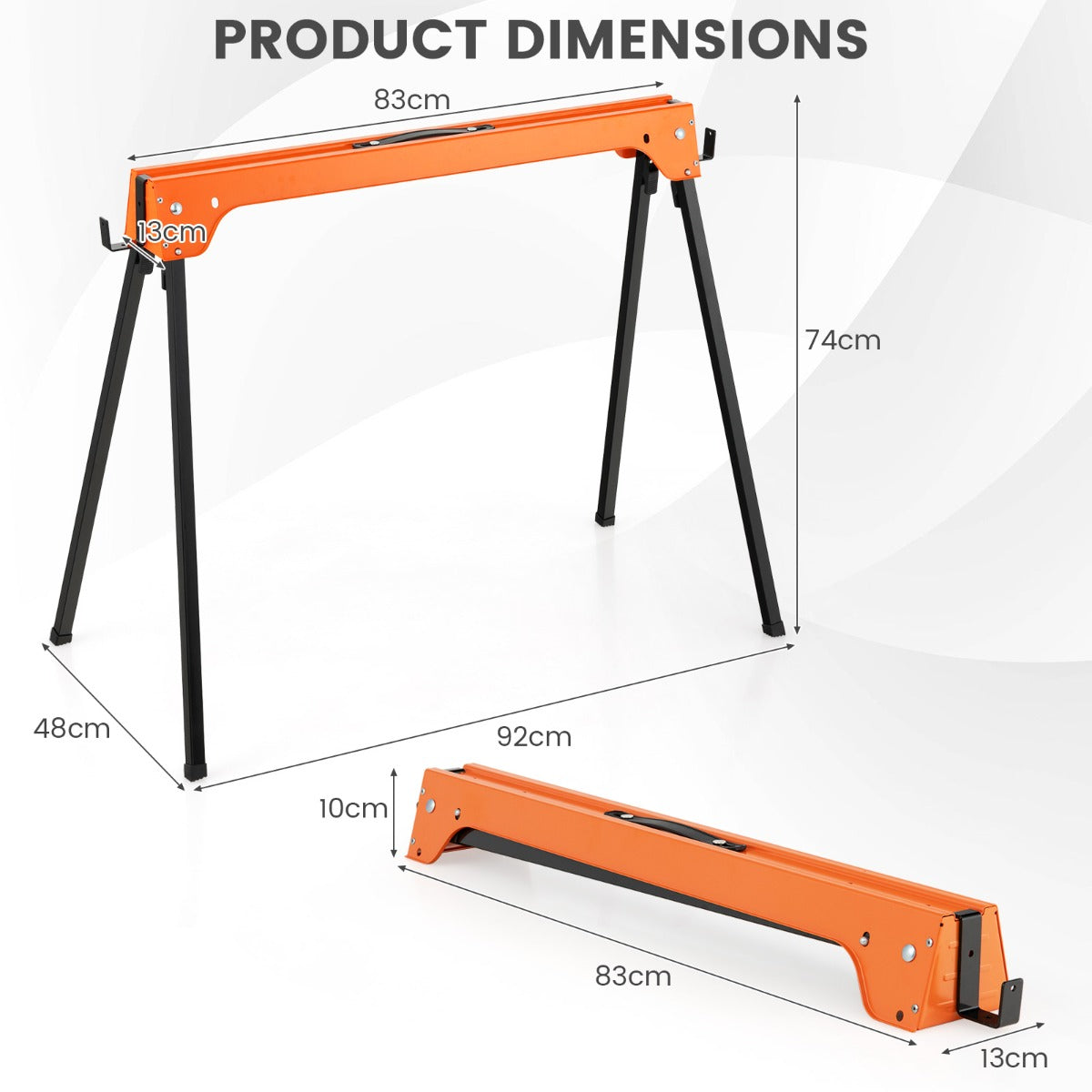 LIVSK Zaagbokken - 600 kg Draagvermogen - Inklapbaar - Antislip Voetkussens - Afneembare Steunarmen - Oranje