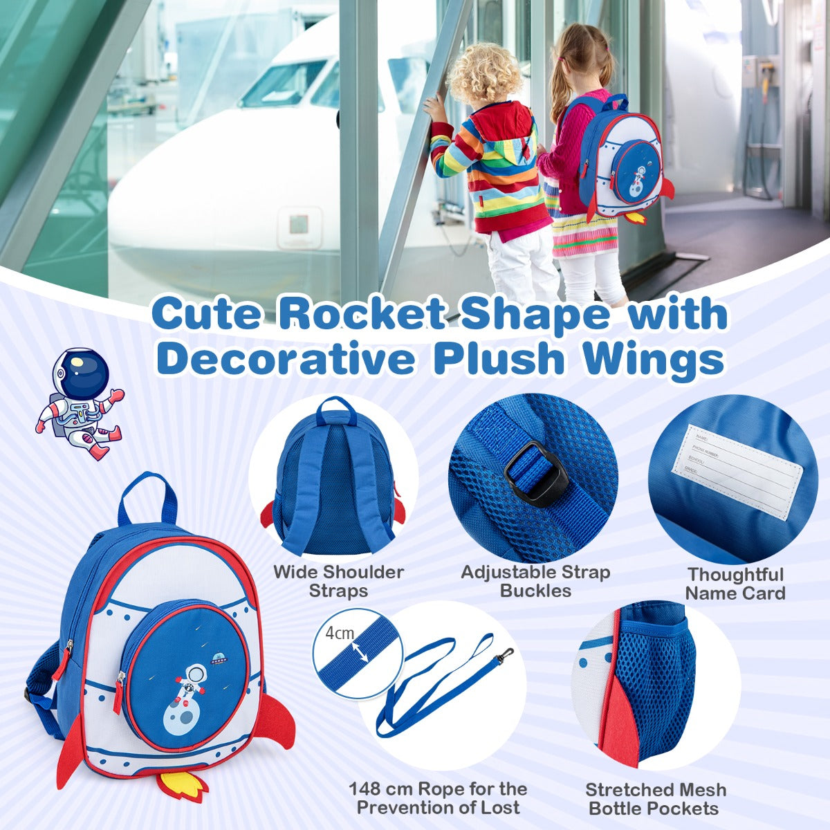 LIVSK Kinderen Kofferset - Koffer 47 cm & Rugzak 30 cm - Verstelbaar Handvat - Duurzaam en Veilig - Zwart + Blauw