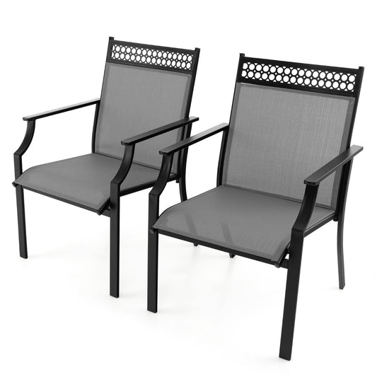 LIVSK Terrasstoelen Set van 2 - Sneldrogend en Duurzaam - Ergonomische Rugleuning - Tot 150 kg - 66 x 61 x 90 cm - Blauw + Zwart