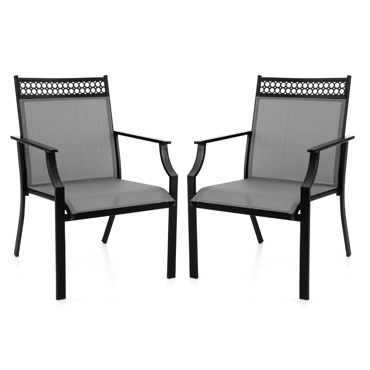 LIVSK Terrasstoelen Set van 2 - Sneldrogend en Duurzaam - Ergonomische Rugleuning - Tot 150 kg - 66 x 61 x 90 cm - Blauw + Zwart