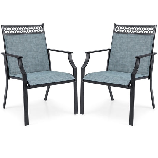 LIVSK Set van 2 Terrasstoelen - Sneldrogend Stof - Ergonomische Rugleuning - Draagvermogen 150 kg - 66 x 61 x 90 cm - Blauw