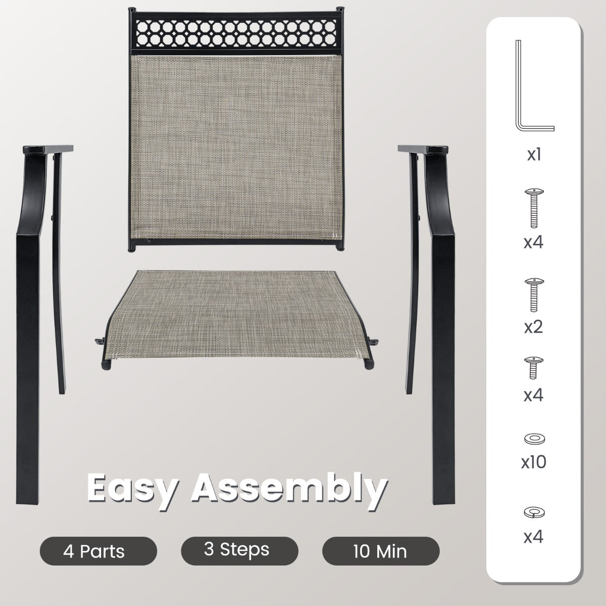 LIVSK Tuinstoelen Set van 2 - Sneldrogend en Slijtvast - Ergonomische Rugleuning - 150 kg Draagvermogen - 66 x 61 x 90 cm - Blauw