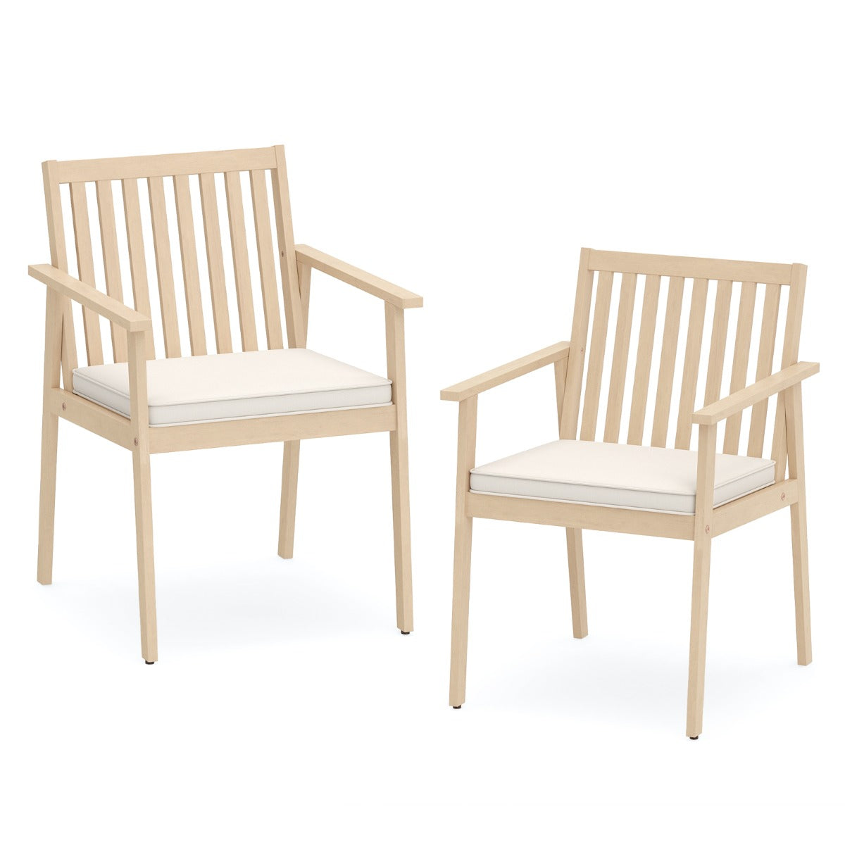 Livsk costway set van 2 tuinstoelen outdoor stoelen van acaciahout met afneembaar gestoffeerd kussen