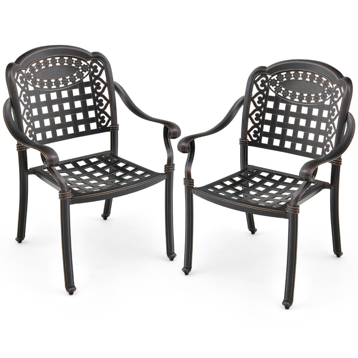 LIVSK Tuinstoelen - Gegoten Aluminium - Ergonomisch Ontwerp - Stapelbaar - Draagvermogen 165 kg - Brons