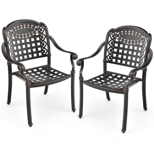LIVSK Tuinstoelen - Gegoten Aluminium - Ergonomisch Ontwerp - Stapelbaar - Draagvermogen 165 kg - Brons