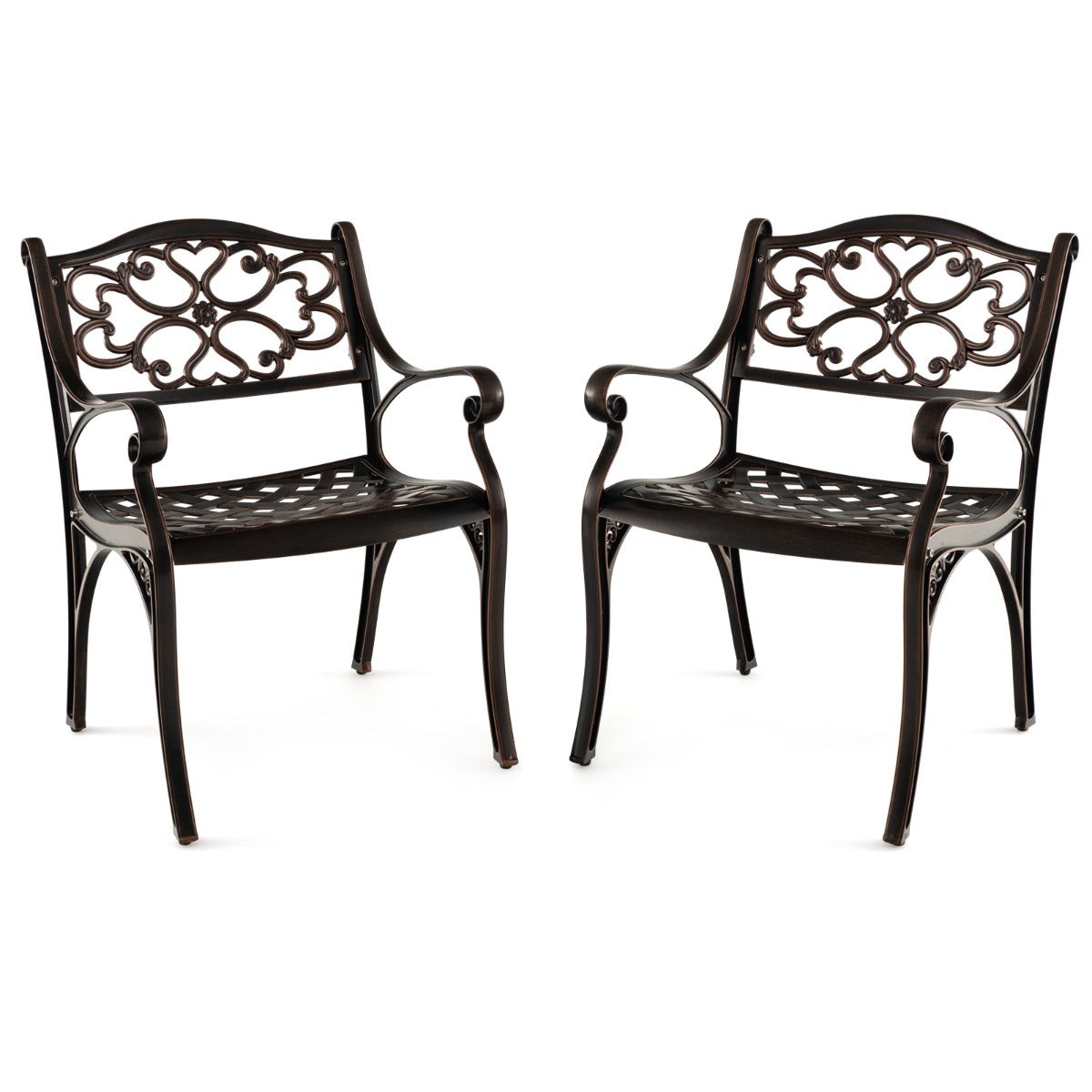 LIVSK 2-delige Terrasstoelen Set - Weerbestendig Gegoten Aluminium - Ergonomisch en Stabiel - Voor Buiten - Brons
