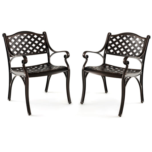 LIVSK Weerbestendige Terrasstoelen van Gegoten Aluminium - Ergonomische Ondersteuning - Verstelbare Voetkussens - Vintage Brons