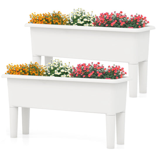 LIVSK Zelfwatergevende Verhoogde Plantenbakken - 29L Inhoud - Afneembare Poten - Weerbestendig PP - 80 x 30 x 40 cm - Wit