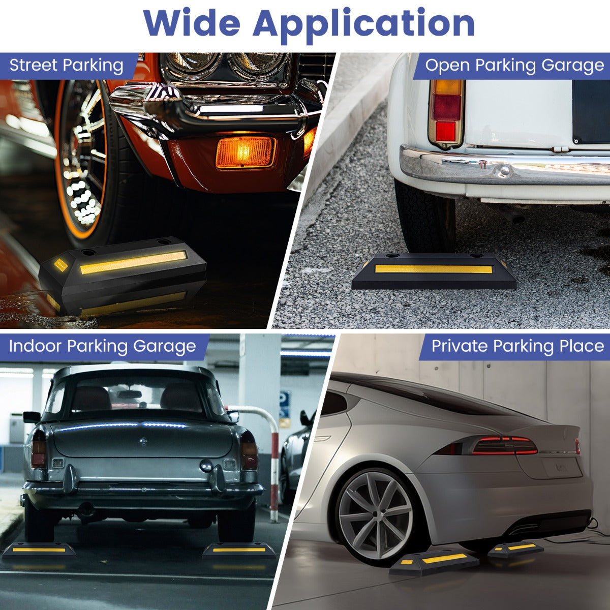 LIVSK Parkeerbumper - Duurzaam Rubber - Versterkte Basis - Reflecterende Strip - Laadvermogen 4 ton - 54,5 x 16 x 9 cm - Geel +