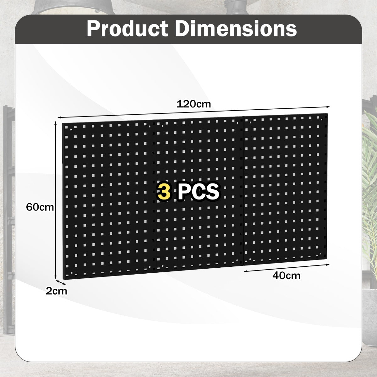 LIVSK Geperforeerd Wandpaneel Pakket - 3 Panelen van 40 x 60 cm - 28 Ophangaccessoires - Sterk Metaal - Voor Georganiseerde