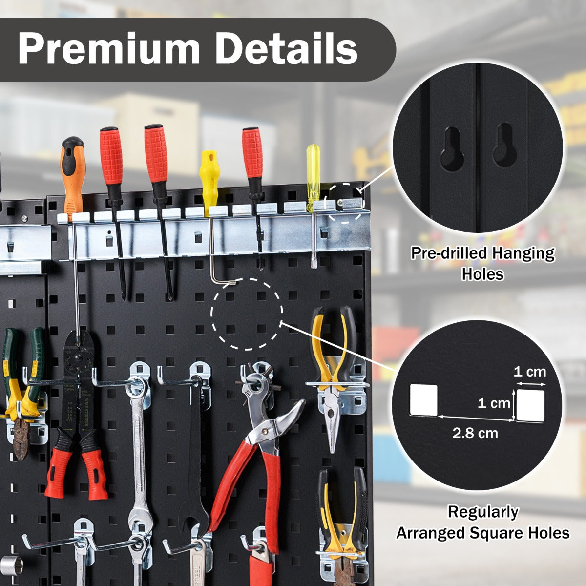 LIVSK Geperforeerd Wandpaneel Pakket - 3 Panelen van 40 x 60 cm - 28 Ophangaccessoires - Sterk Metaal - Voor Georganiseerde