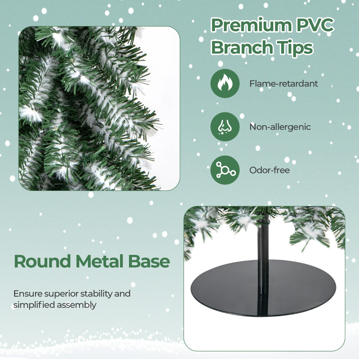 LIVSK Set van 3 Potloodvormige Kunstkerstbomen - 216, 302, 505 Takken - 100, 120, 180 LED-lampjes - Veilig en Stabiel - Groen +