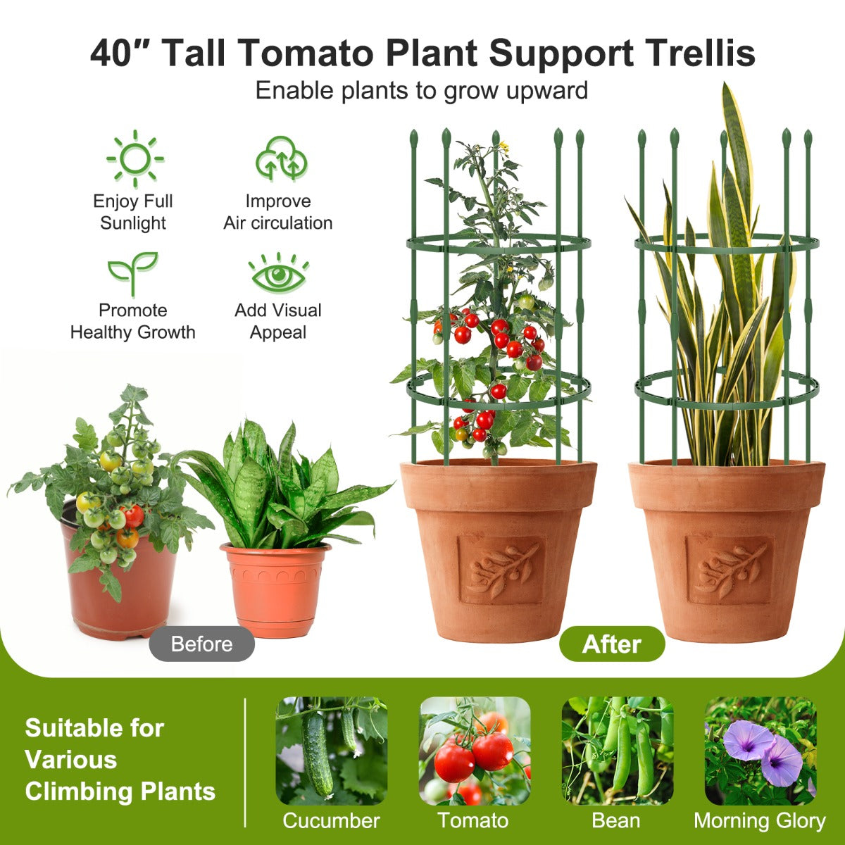 LIVSK Tuinprieeltjes Set - Verstelbaar voor Klimplanten - Roestbestendig - Eenvoudige Installatie - 50 x 102 cm - Groen