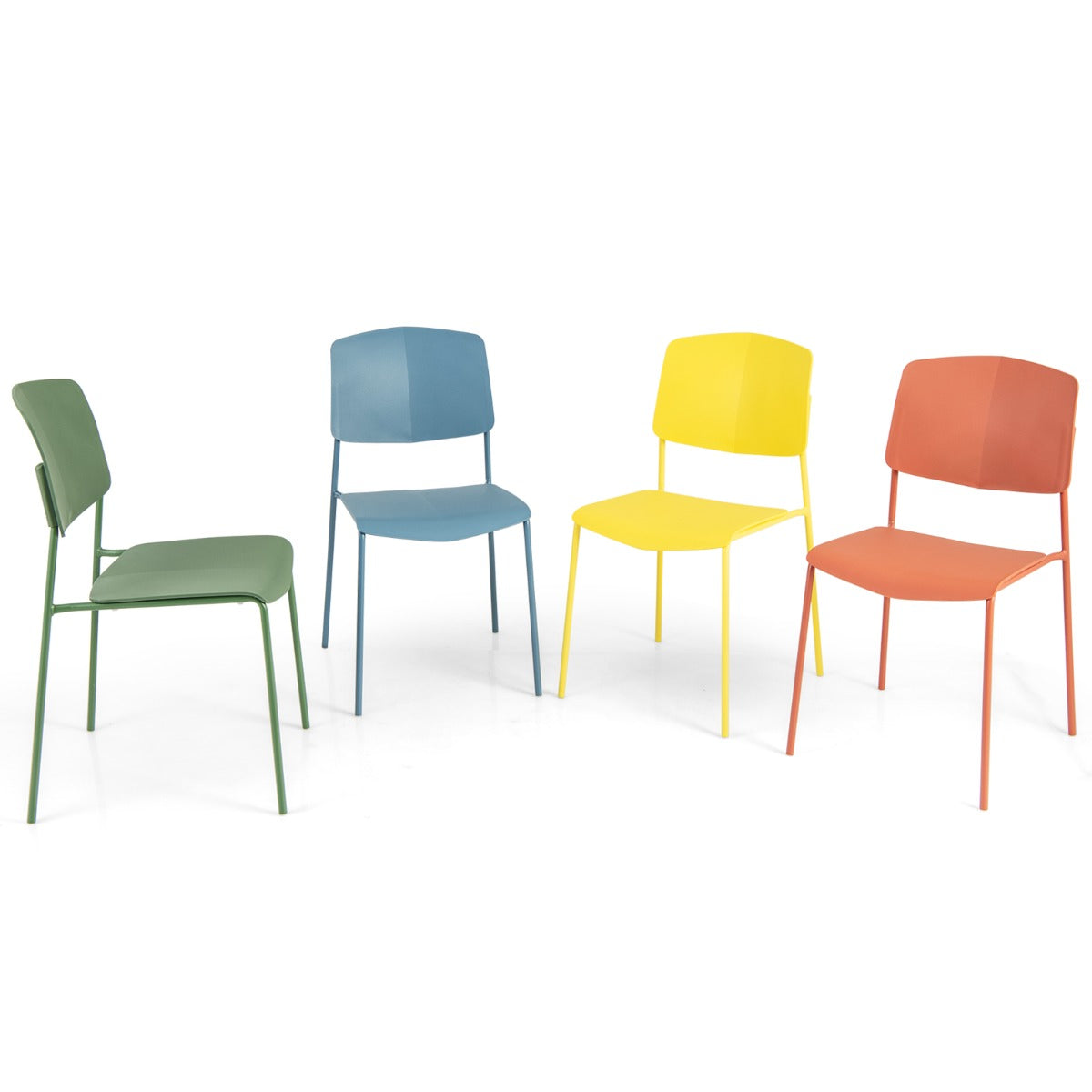 Livsk costway set van 4 eetkamerstoelen bijzetstoelen zonder armleuningen ergonomische rugleuning en brede zitting stapelbaar capaciteit 160 kg multicolor 1 1