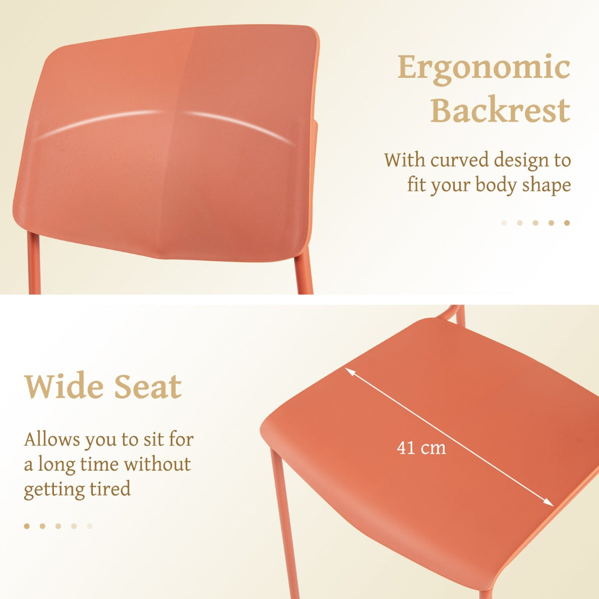 Livsk costway set van 4 eetkamerstoelen bijzetstoelen zonder armleuningen ergonomische rugleuning en brede zitting stapelbaar capaciteit 160 kg multicolor 6