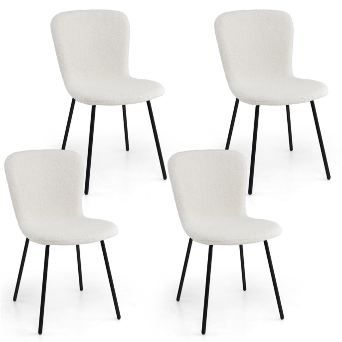 LIVSK Eetkamerstoelset van 4 - Ergonomische Rugleuning - Zacht Fluwelen Kussen - Stevig Metaal - Draagvermogen 150 kg - Beige