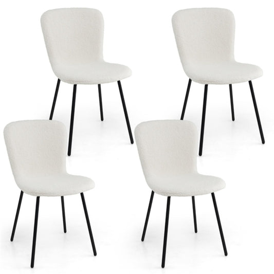 LIVSK Eetkamerstoelset van 4 - Ergonomische Rugleuning - Zacht Fluwelen Kussen - Stevig Metaal - Draagvermogen 150 kg - Beige