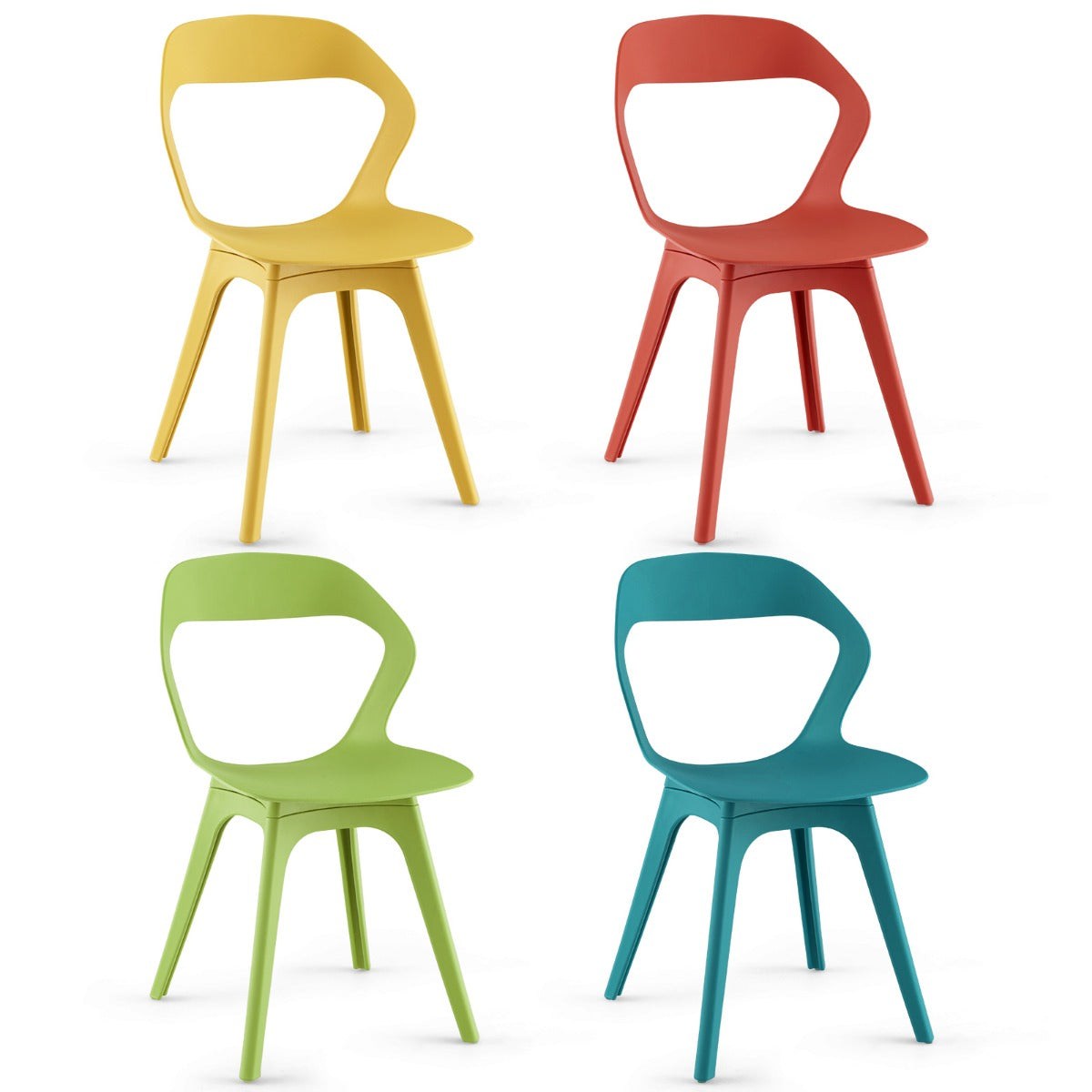 Livsk costway set van 4 eetkamerstoelen keukenstoel met gebogen rugleuning moderne eetkamerstoelen van pp 4 stoelen voor keuken kleurrijk