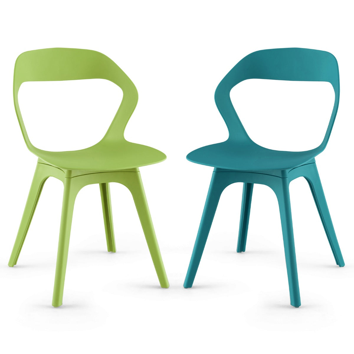 Livsk costway set van 4 eetkamerstoelen keukenstoel met gebogen rugleuning moderne eetkamerstoelen van pp 4 stoelen voor keuken kleurrijk 2