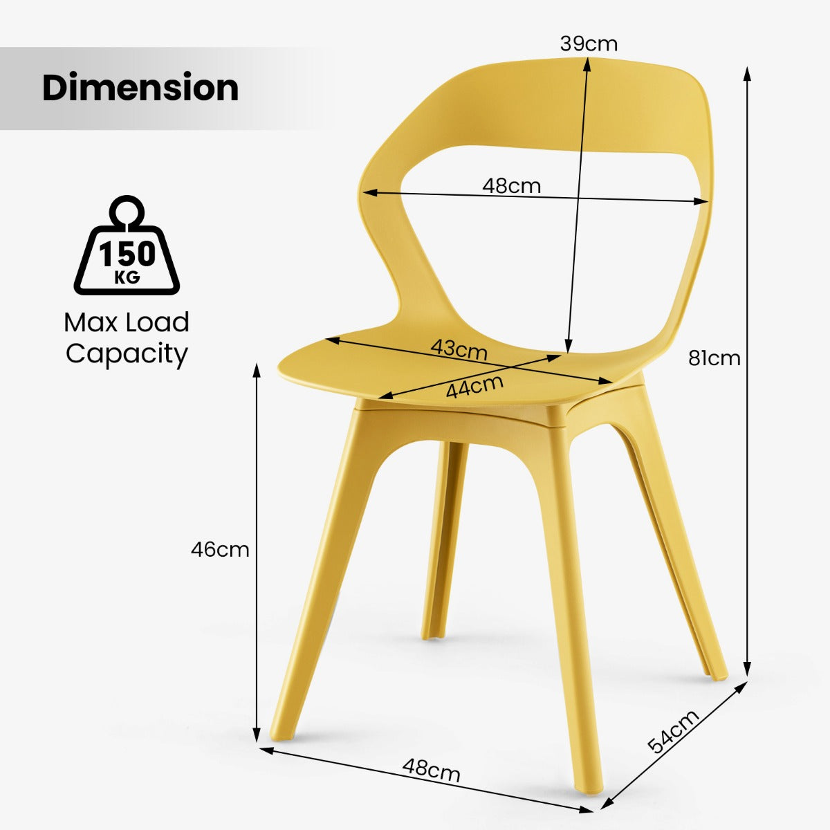 Livsk costway set van 4 eetkamerstoelen keukenstoel met gebogen rugleuning moderne eetkamerstoelen van pp 4 stoelen voor keuken kleurrijk 4