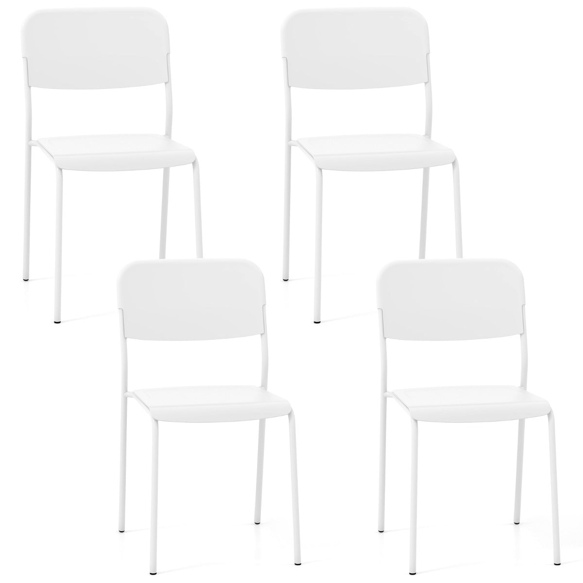 LIVSK Moderne Bijzetstoelen Set van 4 - Stapelbaar - Ergonomische Zitting - Stevige Metalen Poten - Voor Binnen en Buiten -