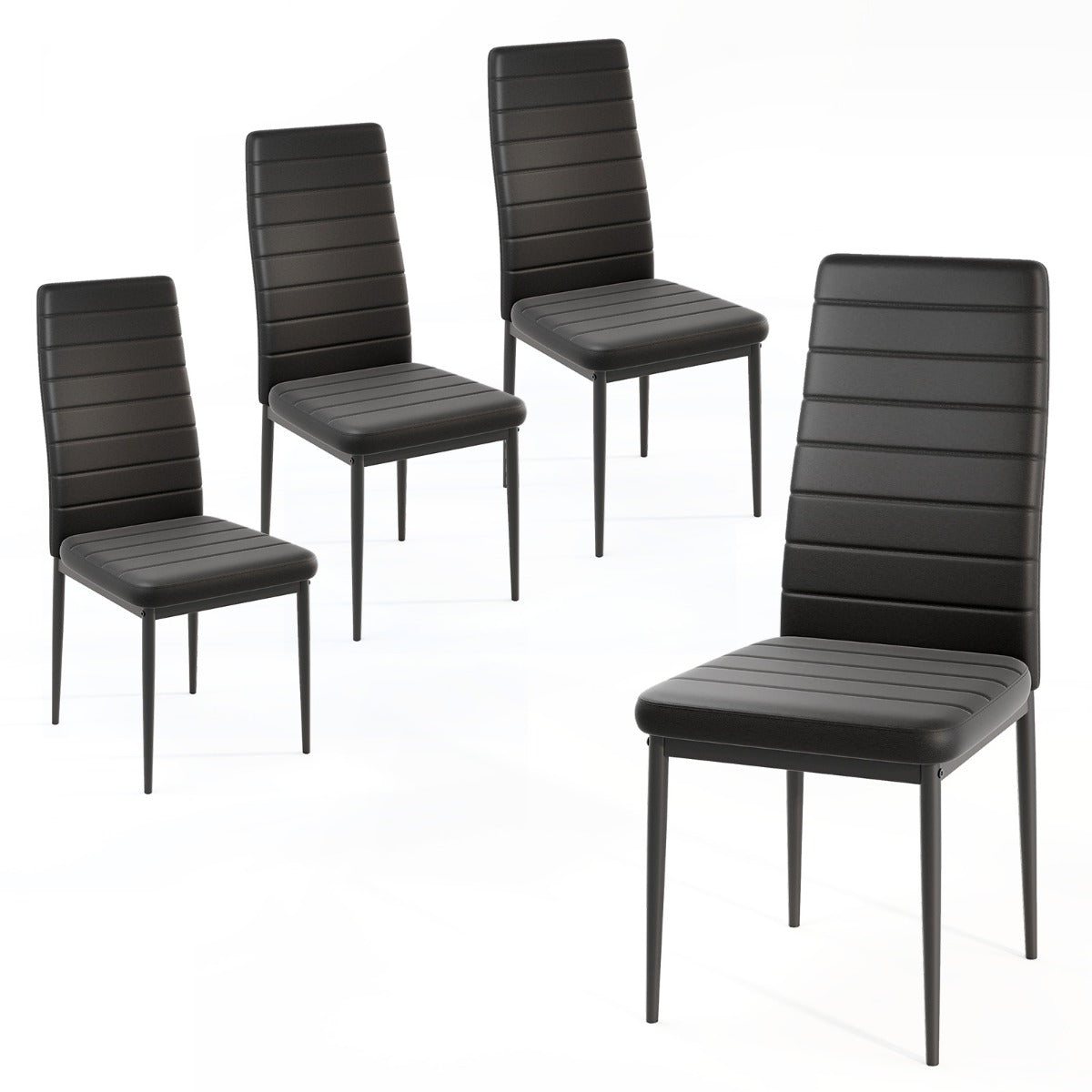 LIVSK Moderne Eetkamerstoelen - Hoogwaardig Imitatieleer - Comfortabele Sponsvulling - Stevig Frame tot 150 kg - Zwart