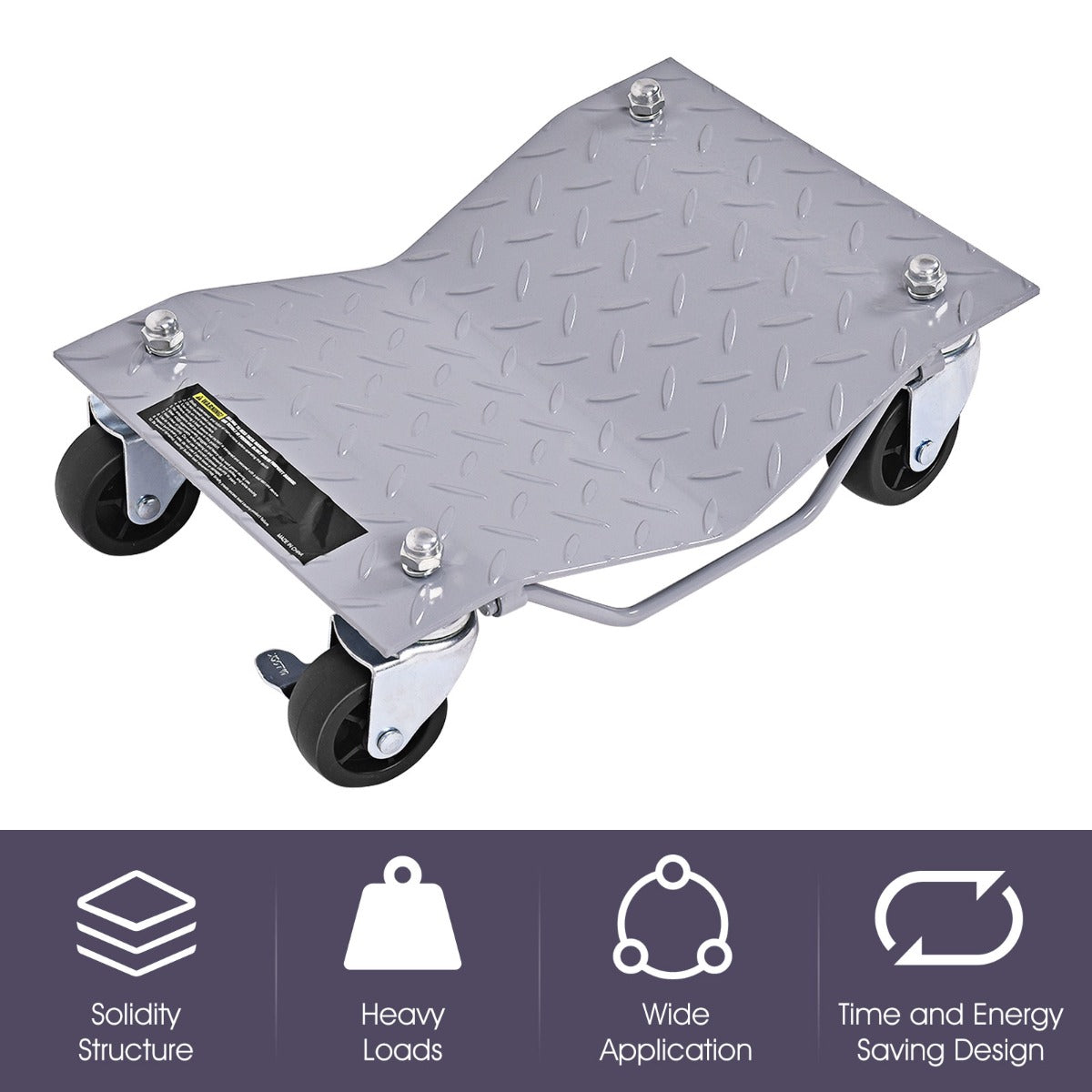 LIVSK 4-Wiel Autowiel Dolly Set - Capaciteit 680 kg per trolley - 360-graden zwenkwielen - Duurzaam - 40,5 x 30 cm - Grijs