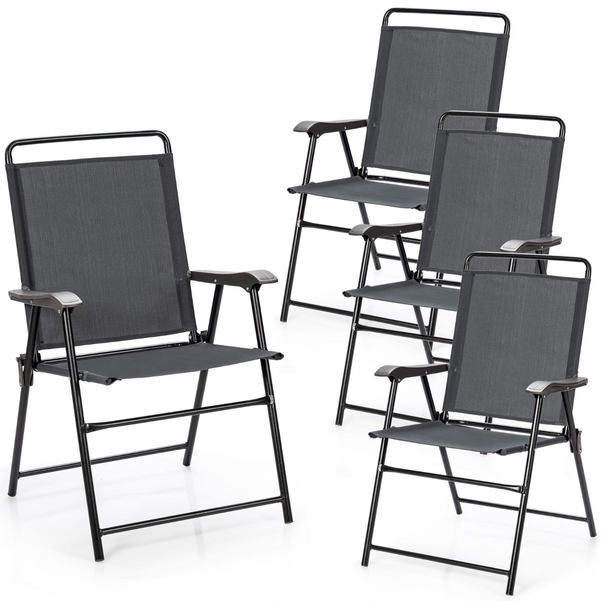 LIVSK Opvouwbare Tuinstoelen Set - Robuust Metalen Frame - Ademend - Antislip - Tot 150 kg - Grijs