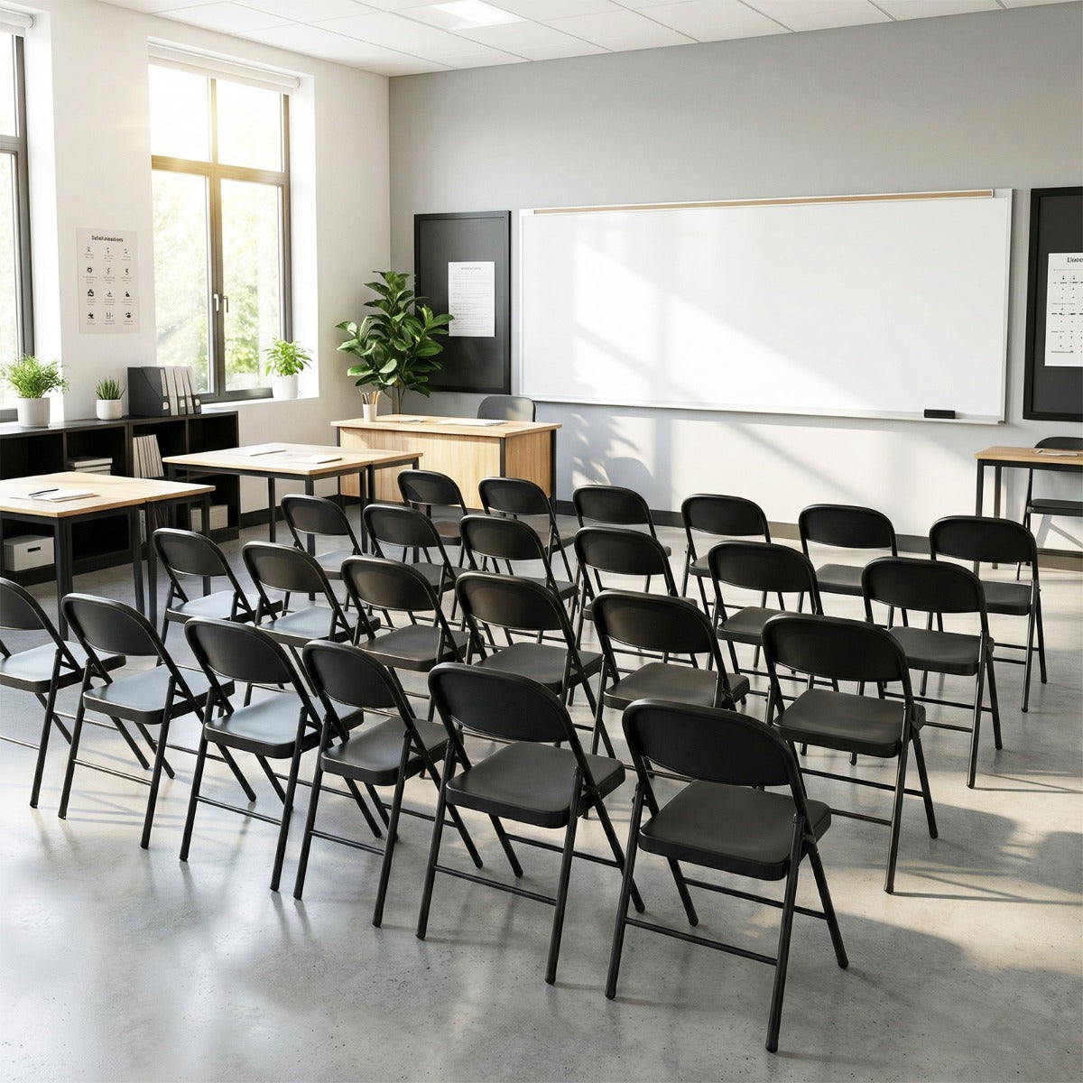 Livsk costway set van 6 kunststof klapstoelen opvouwbare balkonstoelen met rugleuning en stevig metalen frame zwart