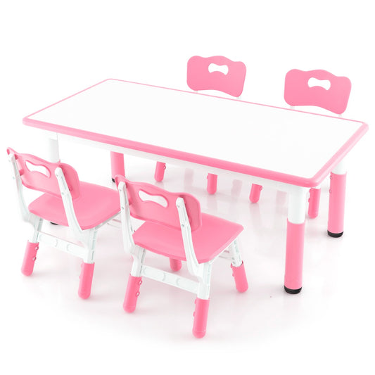 LIVSK Multifunctionele Kindertafel en Stoelset - Verstelbaar met 7 Hoogteniveaus - Ergonomische Stoelen - Graffiti Bord - Groen