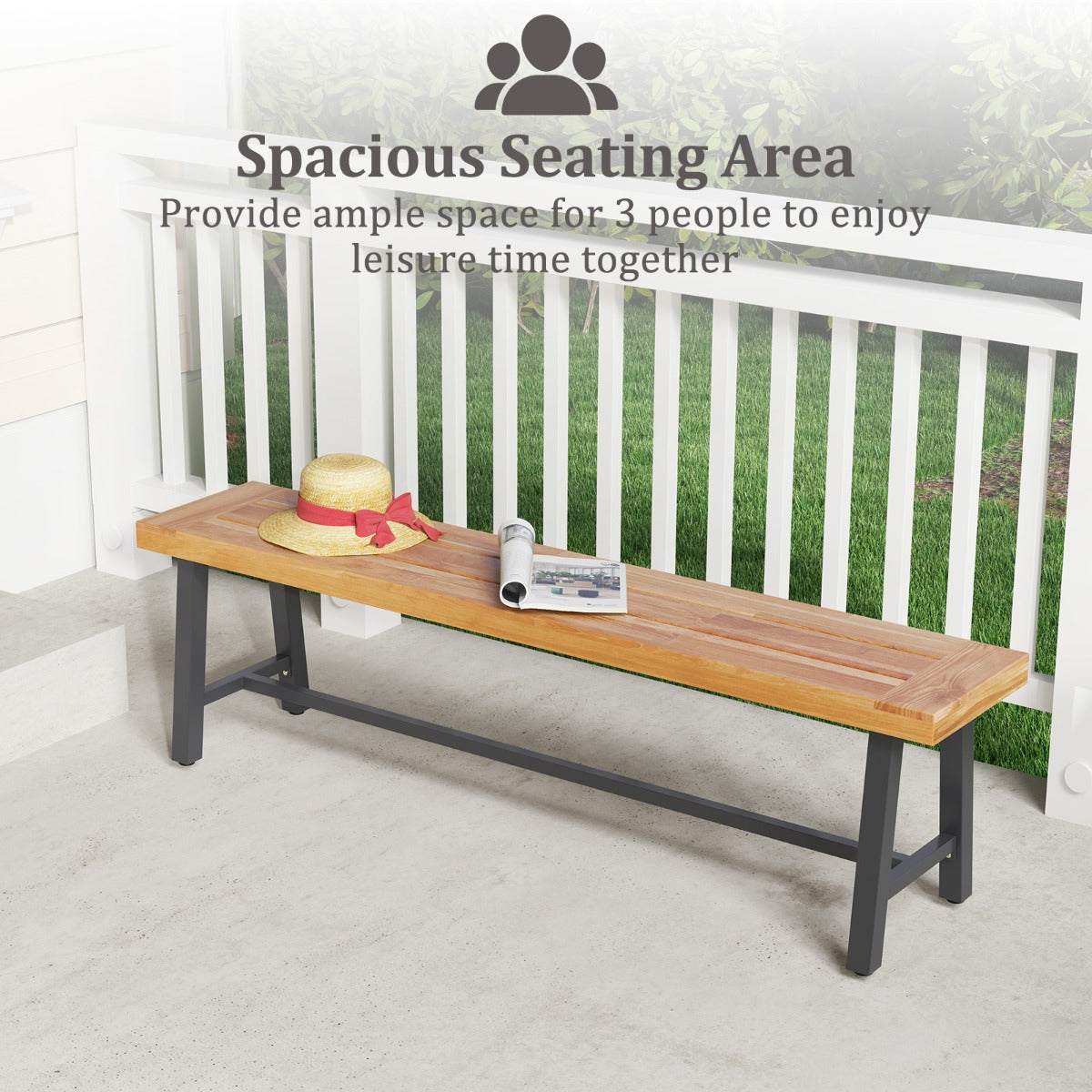 LIVSK Acaciahouten Buitenbank - 3-Persoons - 360 kg Draagvermogen - Antislip - Elegant Design - 160 x 32 x 45 cm - Natuurlijk en
