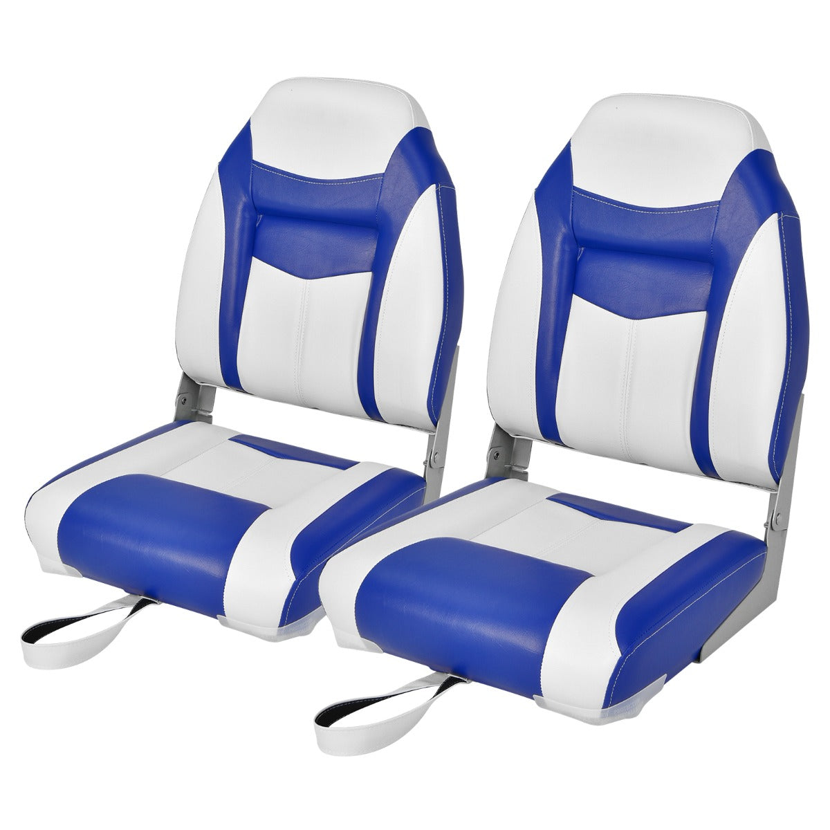 LIVSK Opvouwbare Bootstoel - Ergonomische Rugleuning - Dikke Schuimkussen - Waterdicht PVC - Tot 115 kg - Blauw
