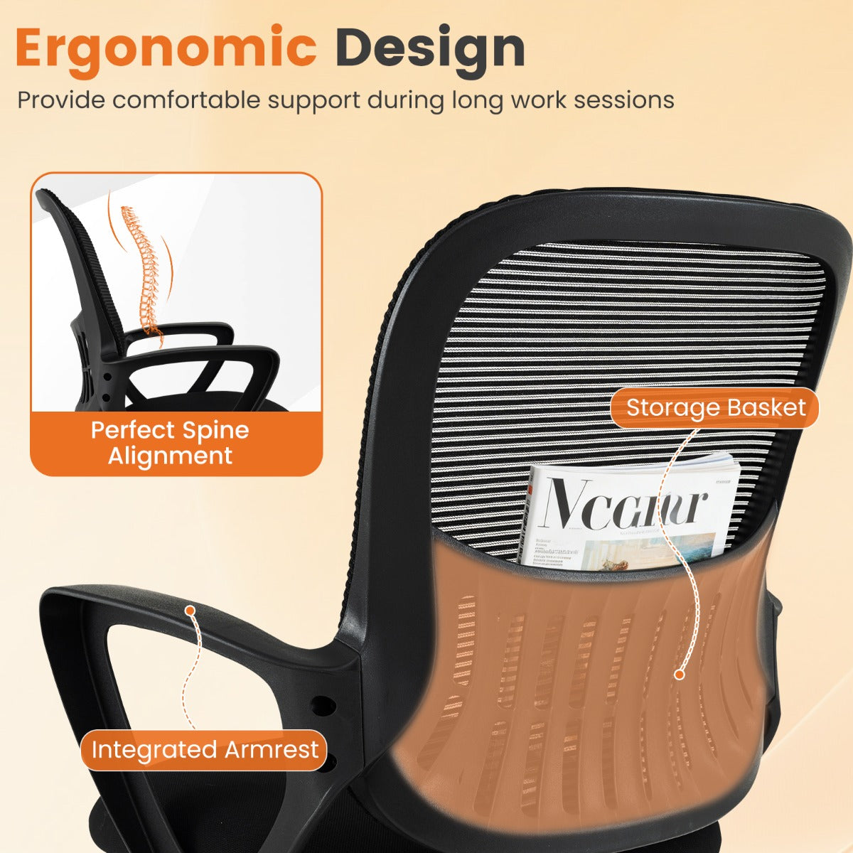 Livsk costway set van twee bureaustoelen ergonomisch ontworpen bureaustoelen 3