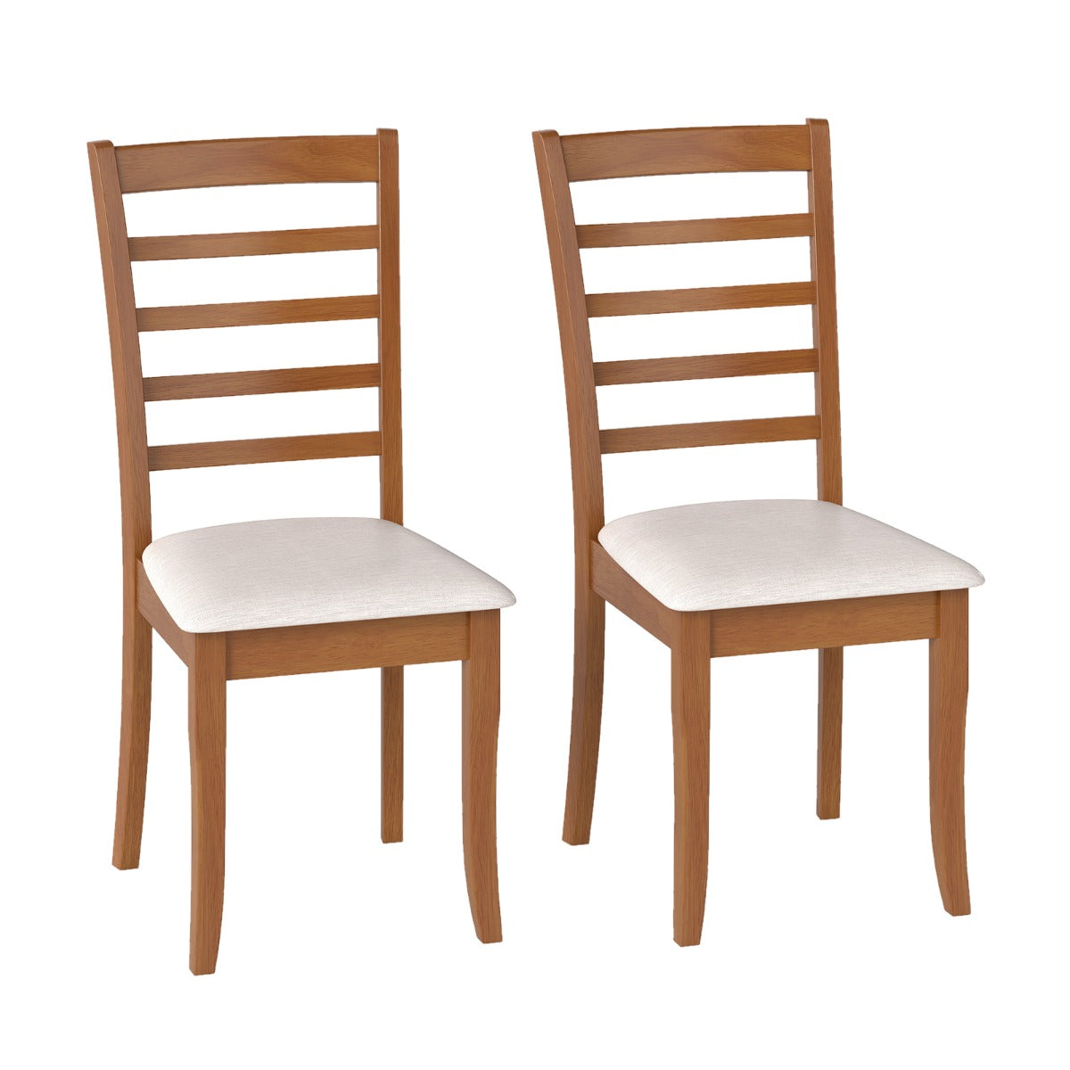 LIVSK Set van 2 Eetkamerstoelen - Ergonomisch Ontwerp - Zachte Kussens - Houten Frame tot 150 kg - Beige/Zwart