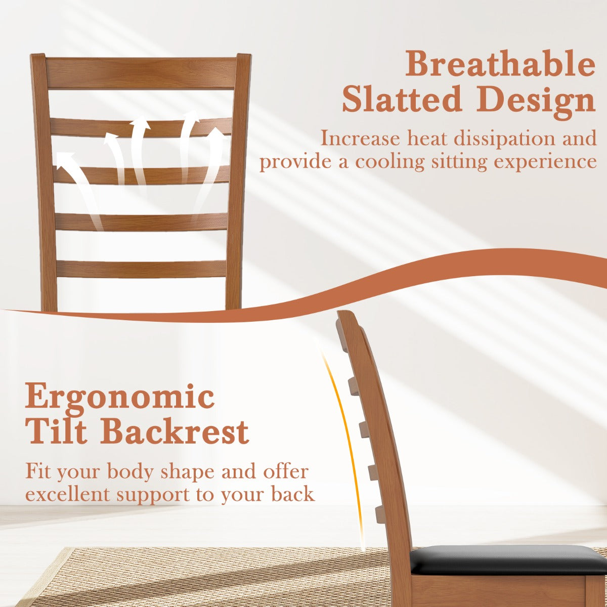 LIVSK Set van 2 Eetkamerstoelen - Ergonomisch Ontwerp met Zachte Kussens - Stabiel Houten Frame - Tot 150 kg - Beige/Zwart