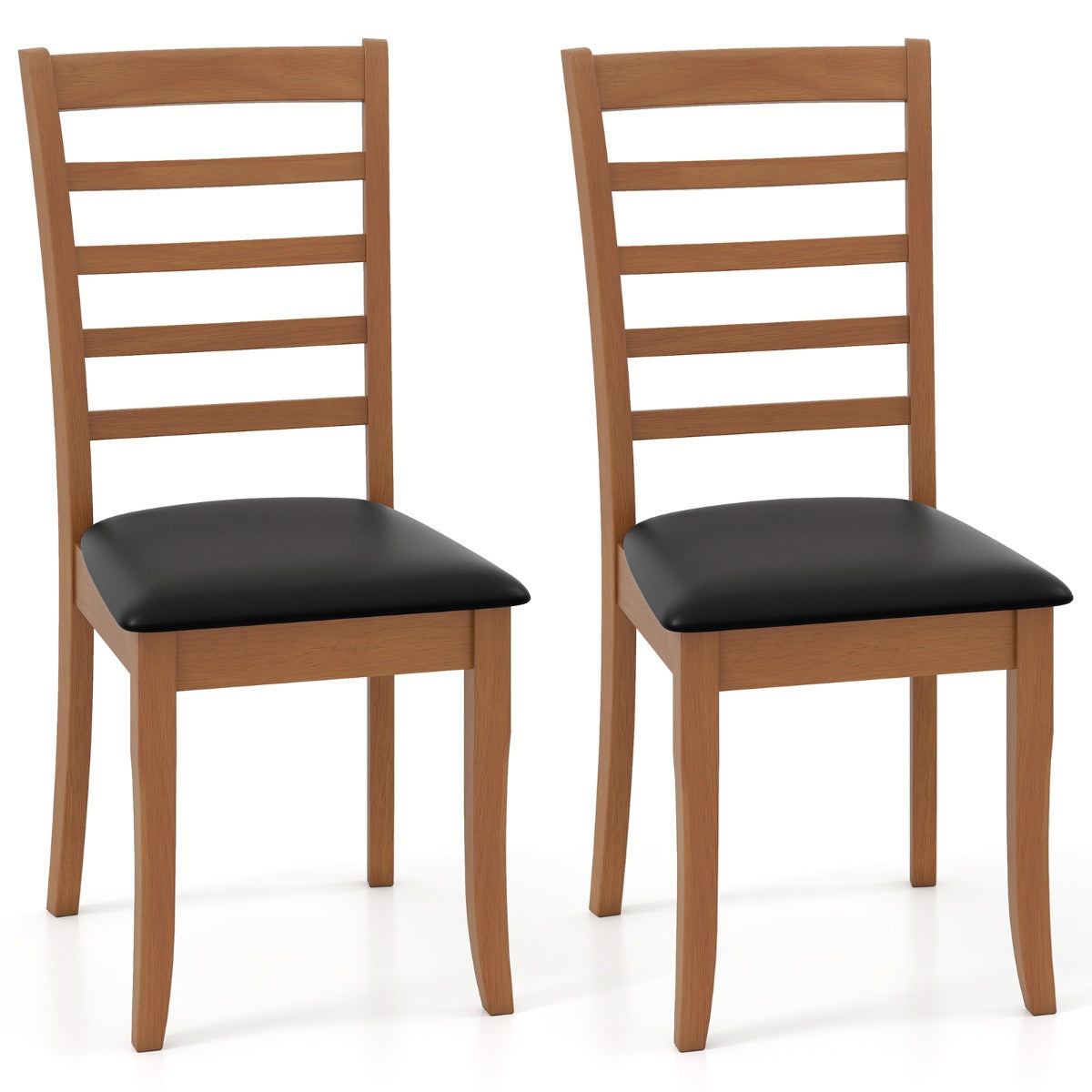 LIVSK Set van 2 Eetkamerstoelen - Ergonomisch Ontwerp met Zachte Kussens - Stabiel Houten Frame - Tot 150 kg - Beige/Zwart