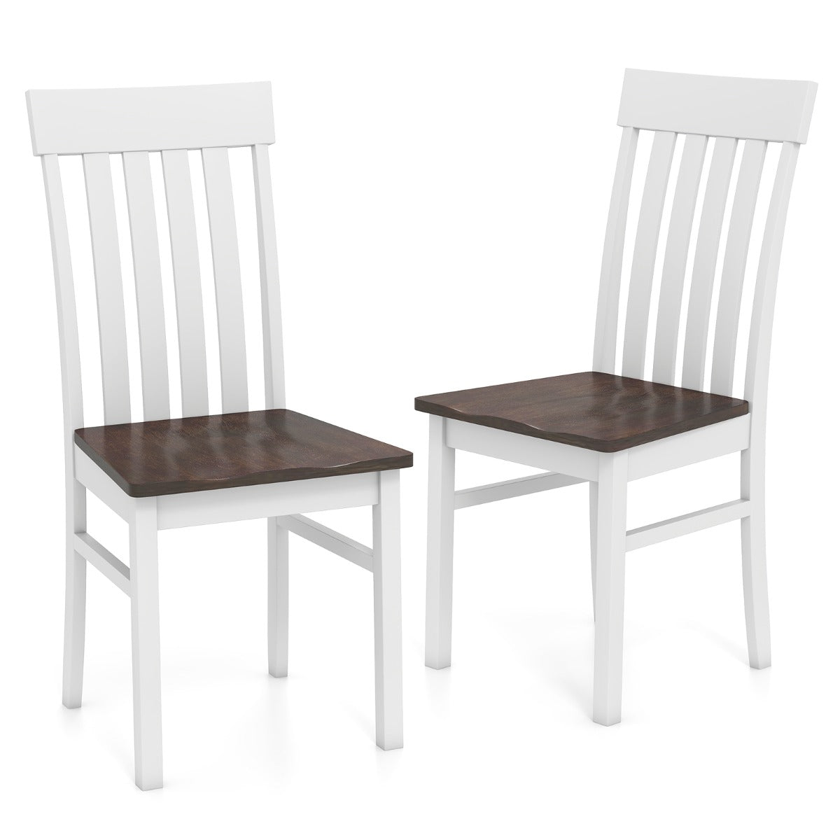 LIVSK Eetkamerstoelen Set van 2 - Lattenrugleuning - Rubberhouten Zitting - Bruin
