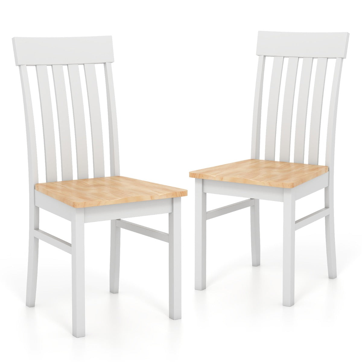 LIVSK Eetkamerstoelen Set van 2 - Ergonomisch Ontwerp - Duurzaam Rubberhout - Tot 150 kg - Wit/Bruin/Naturel