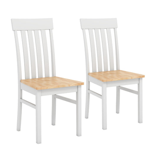 LIVSK Eetkamerstoelen Set van 2 - Ergonomisch Ontwerp - Duurzaam Rubberhout - Tot 150 kg - Wit/Bruin/Naturel