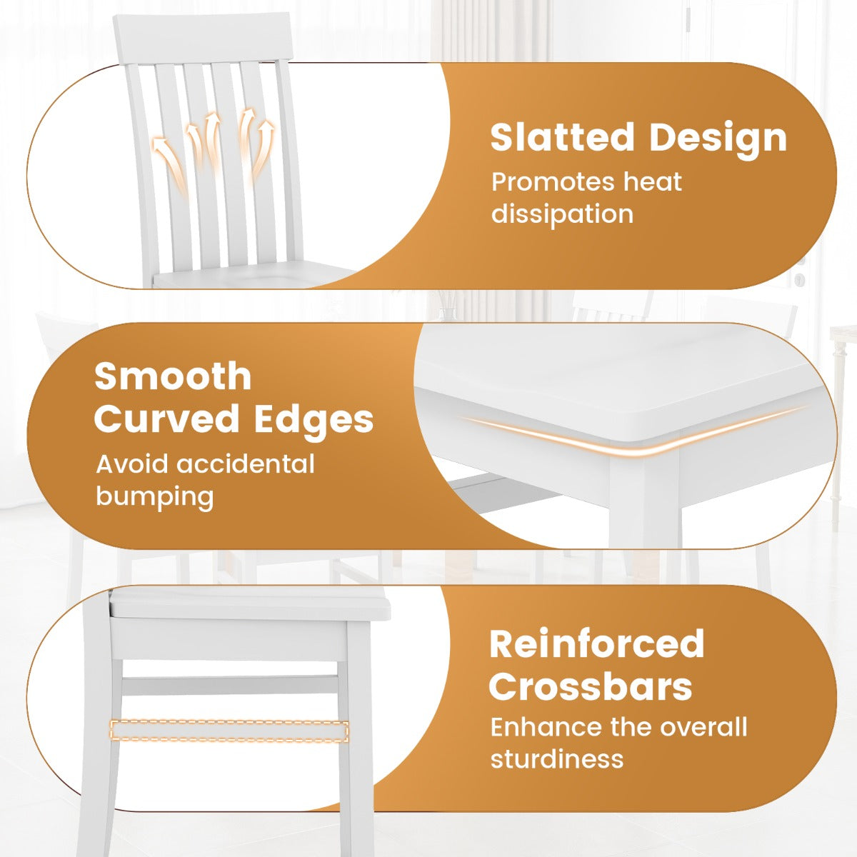 LIVSK Eetkamerstoelen Set van 2 - Ergonomisch Design - Duurzaam Rubberhout - Tot 150 kg - Wit