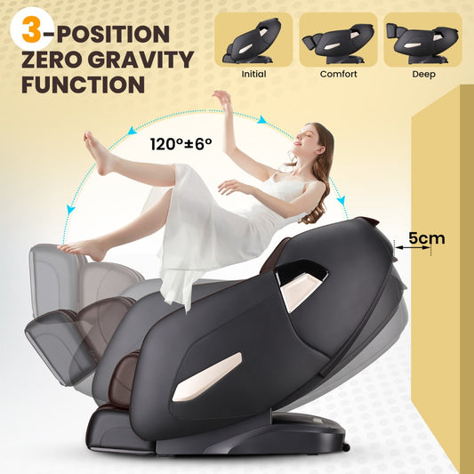 LIVSK Elektrische Massagestoel - 12 Programma's - Bluetooth - Ergonomisch Design - Volledige Lichaamsmassage - Bruin