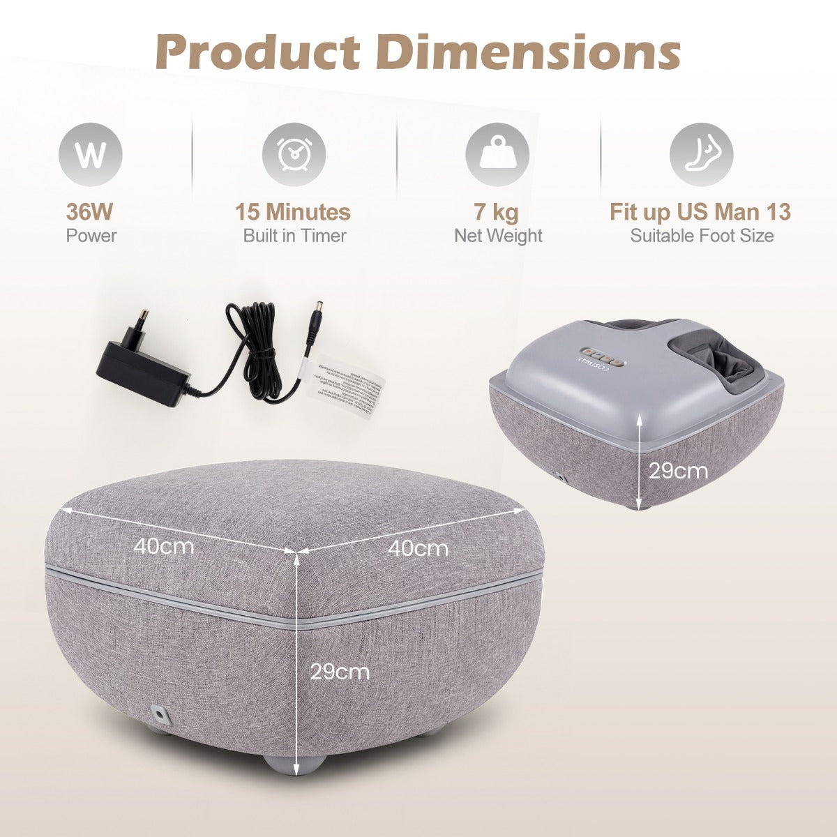 Livsk costway shiatsu voetmassageapparaat met warmte 3 niveaus voor diepe kneedmassage en luchtcompressie 1 1