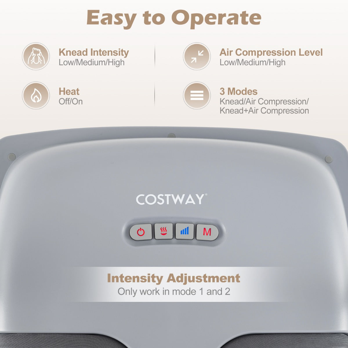 Livsk costway shiatsu voetmassageapparaat met warmte 3 niveaus voor diepe kneedmassage en luchtcompressie 2