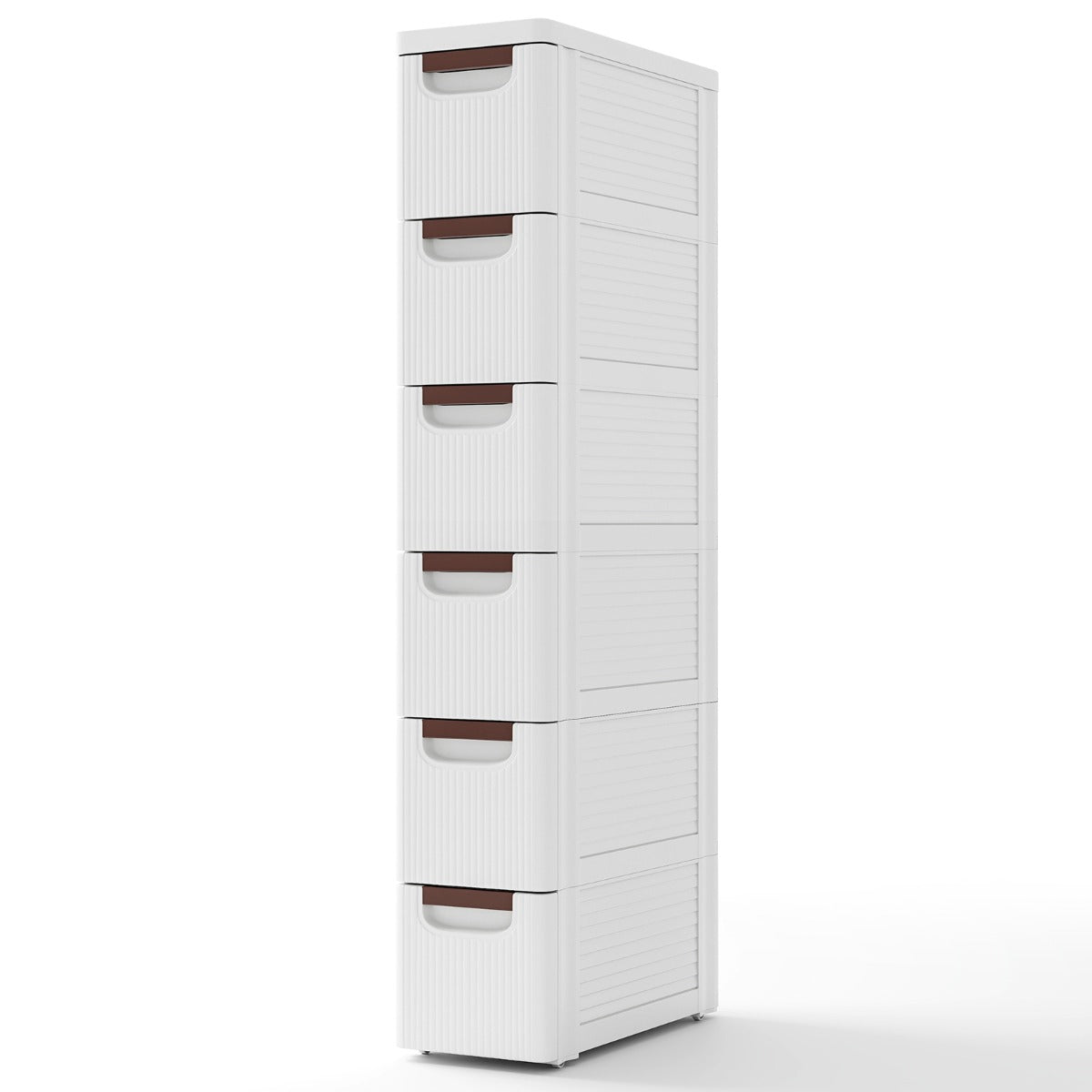 LIVSK Rollende Opbergunit met 6 Lades - Slank Ontwerp - Richtingswielen - Duurzaam PP - 42 x 19 x 74 cm - Wit