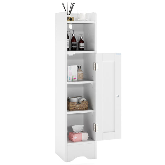 LIVSK Badkamerkast - Smalle Opbergoplossing met Verstelbare Planken - Veilig met Anti-kantel - 18 x 19,5 x 80 cm - Wit